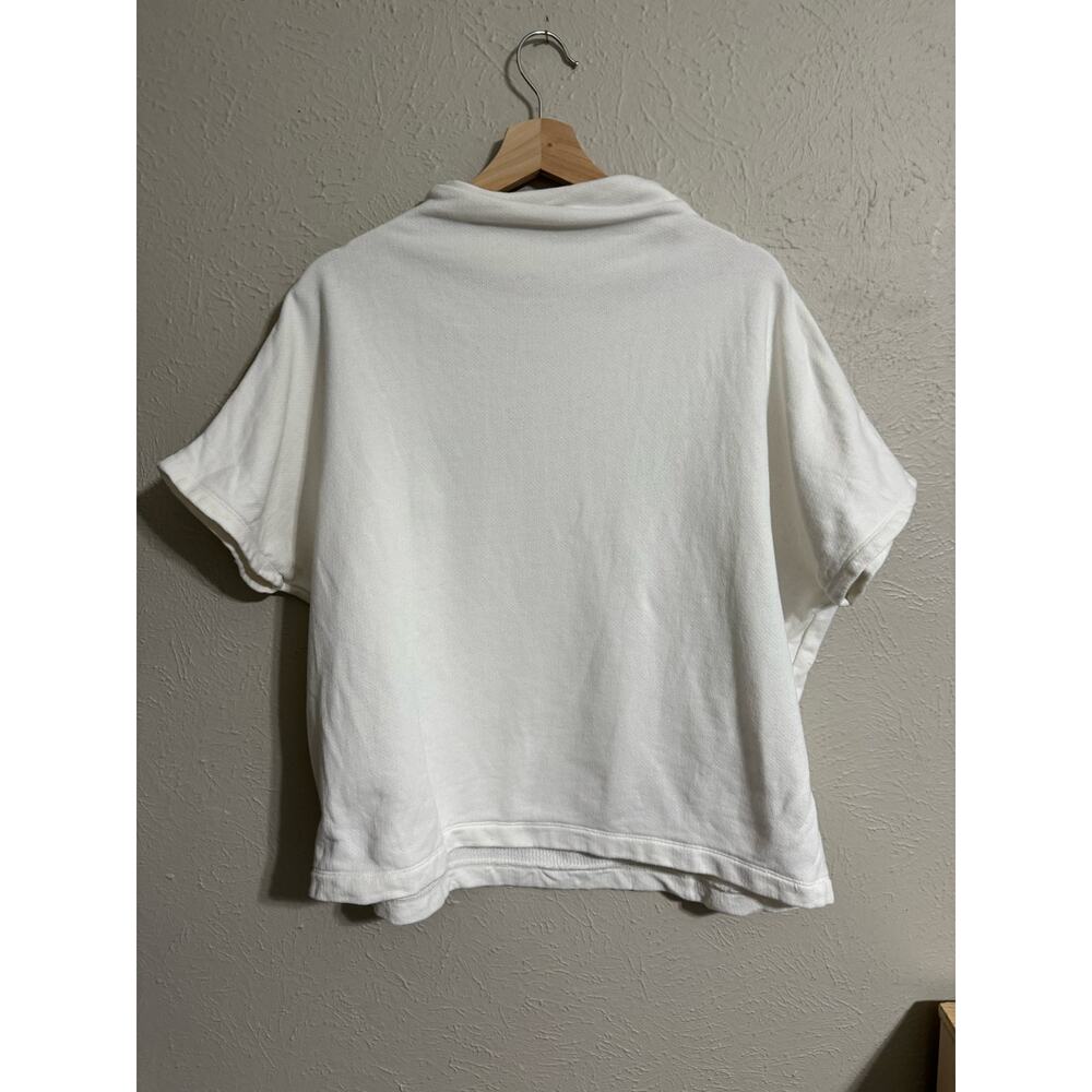 Ann Taylor Neutral Rolled Neck Short Sleeve Sweatshirt Oversized Small - Picture 3 of 3